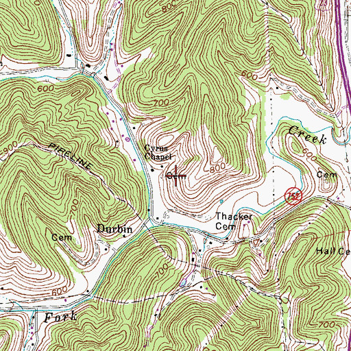 Topographic Map of Hatten Cemetery, KY