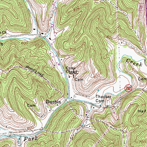 Topographic Map of Durbin School, KY