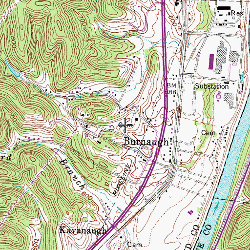 Topographic Map of Black Cemetery, KY