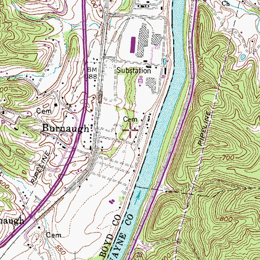 Topographic Map of Newman Cemetery, KY