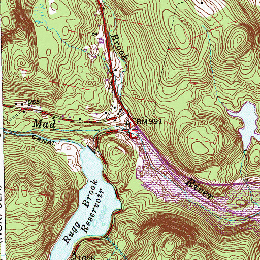 Topographic Map of Mill Brook, CT