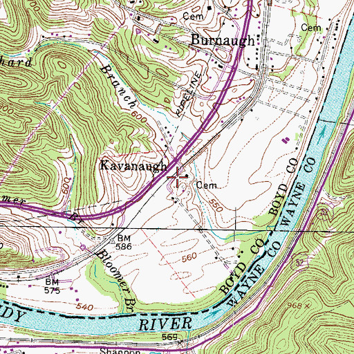 Topographic Map of Wright Railroad Station (historical), KY
