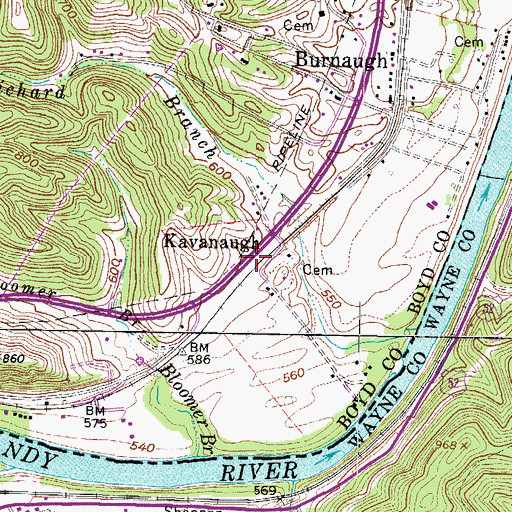Topographic Map of Kavanaugh School, KY