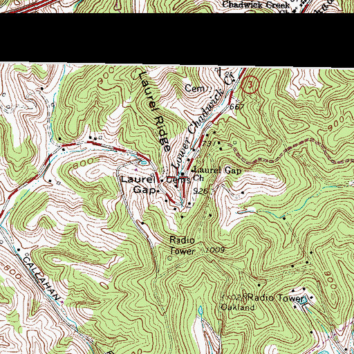 Topographic Map of Bates and Crum Cemetery, KY