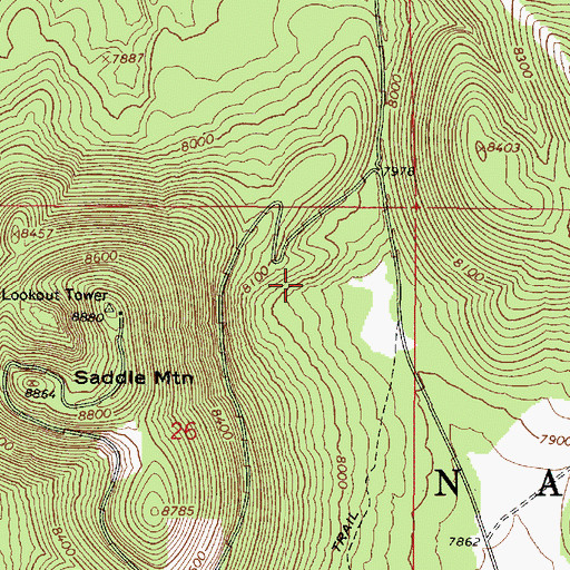 Topographic Map of Saddle Trick Tank, AZ