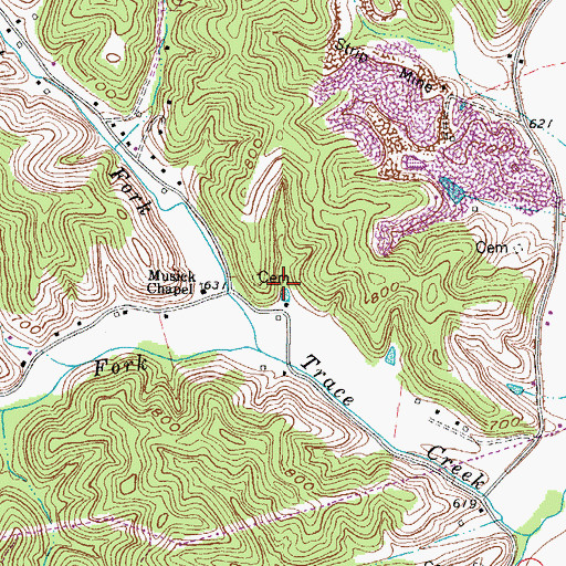 Topographic Map of Trace Cemetery, KY