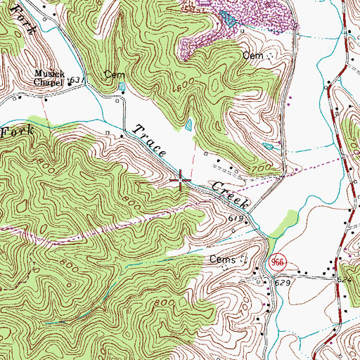 Topographic Map of Trace School, KY