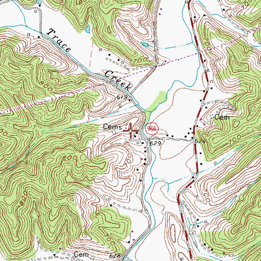 Topographic Map of Couns Cemetery, KY