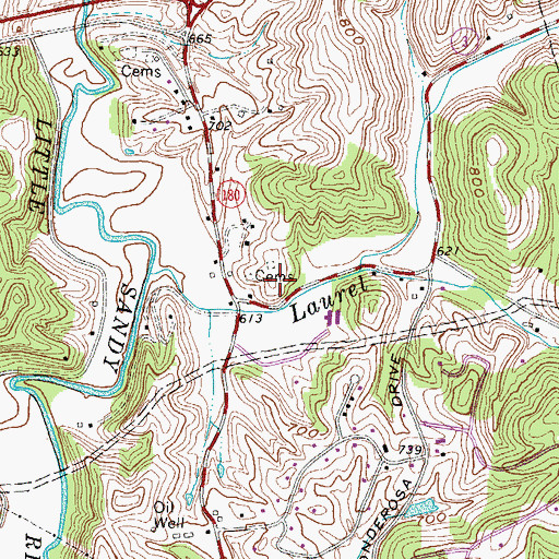 Topographic Map of Stevens Cemetery, KY