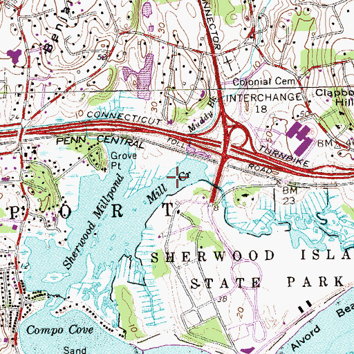Topographic Map of Mill Creek, CT