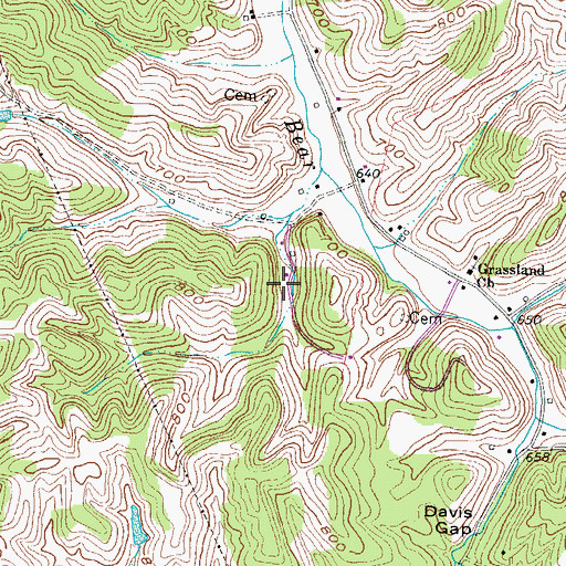 Topographic Map of Grassland School, KY