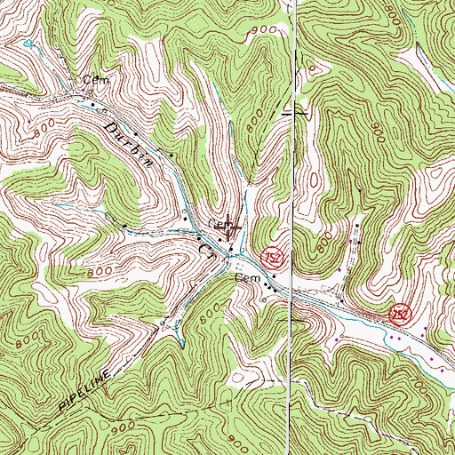 Topographic Map of Lester Cemetery, KY