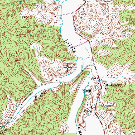 Topographic Map of Hazelett Cemetery, KY