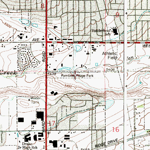 Topographic Map of Rainbow Ridge Park, CO