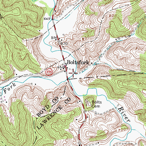 Topographic Map of Bolton Post Office, KY