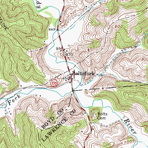 Topographic Map of Queen Cemetery, KY