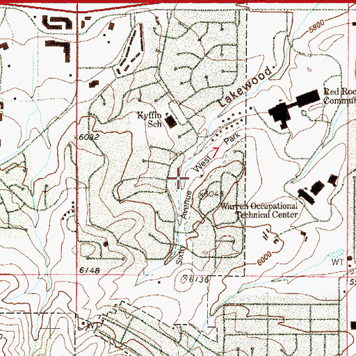 Topographic Map of Sixth Avenue West Park, CO