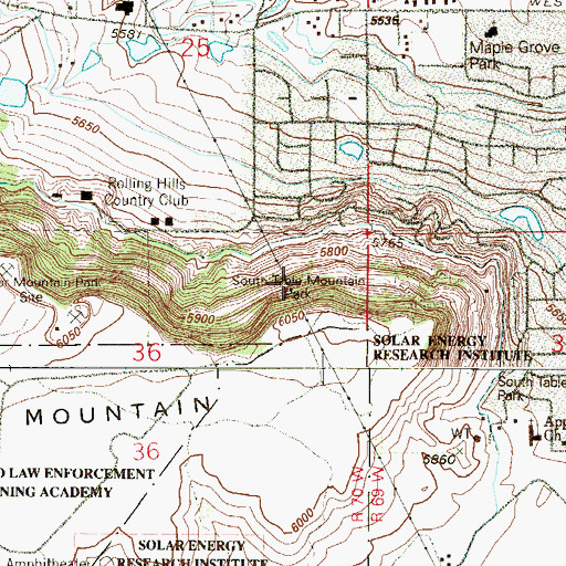 Topographic Map of South Table Mountain Park, CO