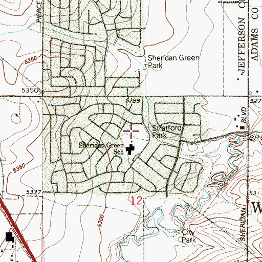 Topographic Map of Stratford Park, CO