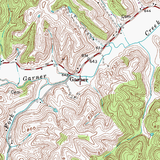 Topographic Map of Garner Post Office (historical), KY