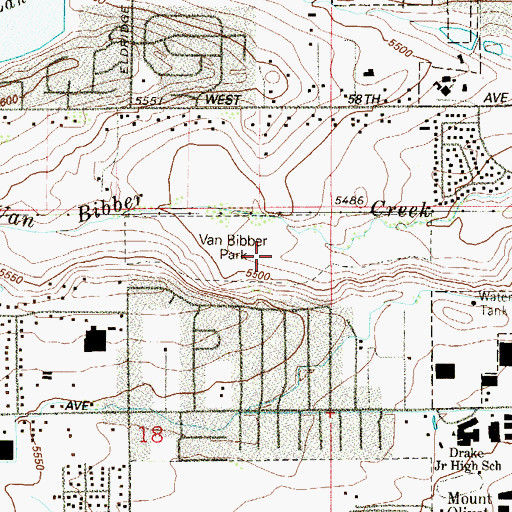 Topographic Map of Van Bibber Park, CO