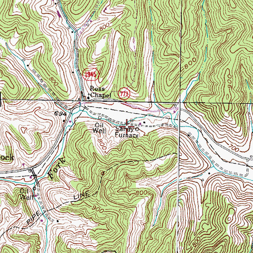 Topographic Map of Sandy Furnace (historical), KY