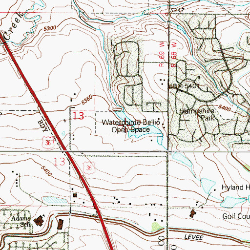 Topographic Map of Waterpointe - Bellio Open Space, CO