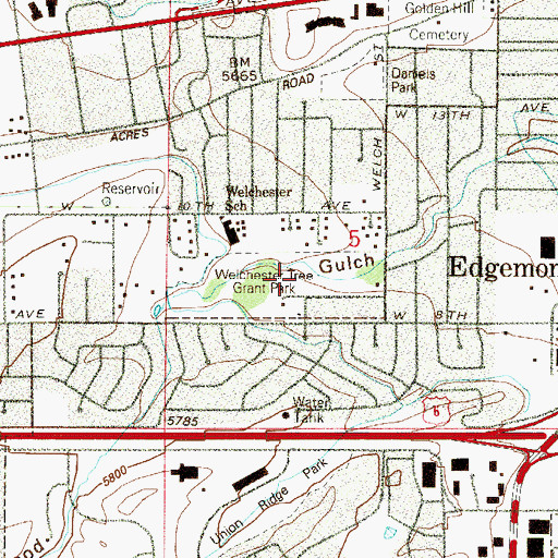 Topographic Map of Welchester Tree Grant Park, CO