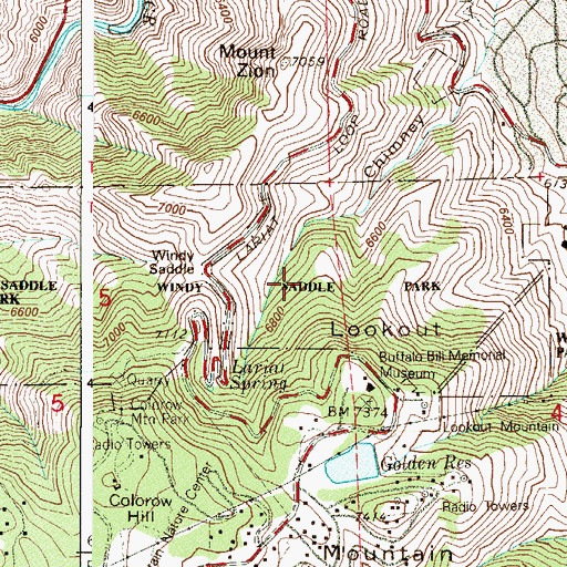 Topographic Map of Windy Saddle Park, CO