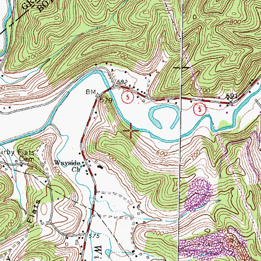 Topographic Map of Kirby Flats School, KY