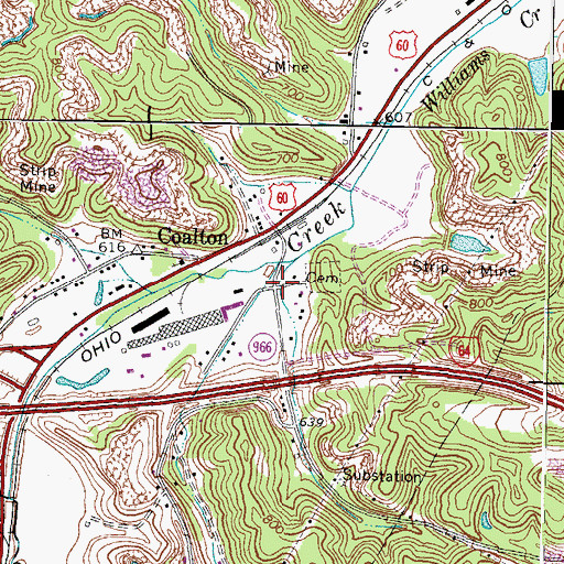 Topographic Map of Coalton Cemetery, KY