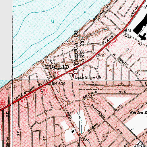 Topographic Map of Lake Shore Christian Church, OH