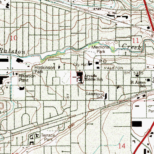 Topographic Map of Arvada K - 8 School, CO