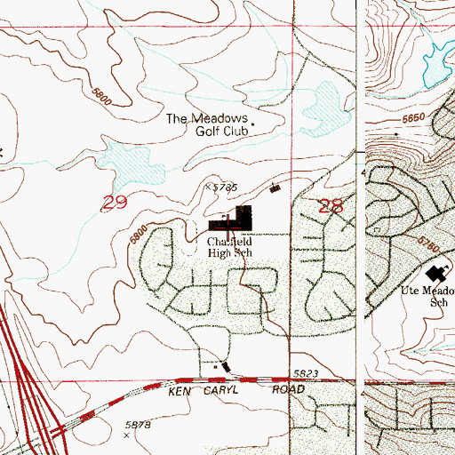 Topographic Map of Chatfield Senior High School, CO