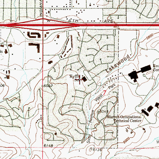 Topographic Map of Kyffin Elementary School, CO