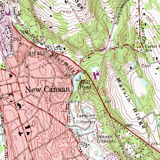 Topographic Map of Mill Pond, CT