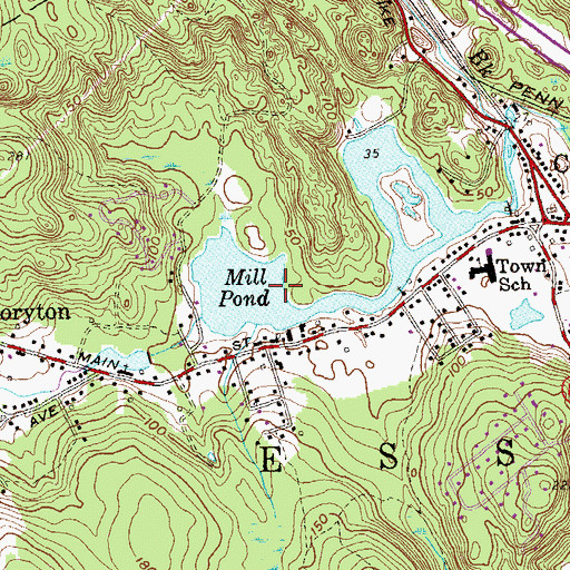 Topographic Map of Mill Pond, CT