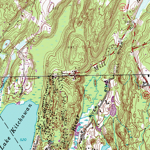 Topographic Map of Mill River, CT