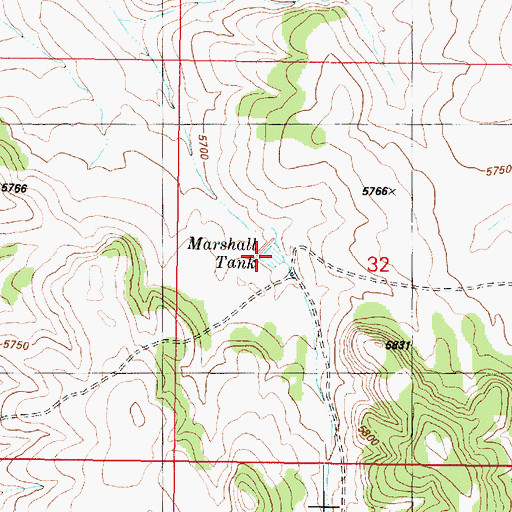 Topographic Map of Marshall Tank, AZ
