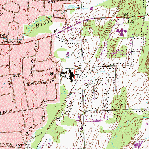 Topographic Map of Mill Road School, CT