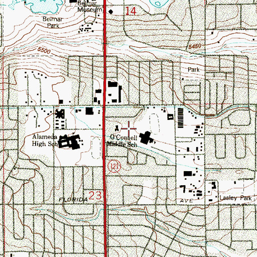 Topographic Map of O'Connell Middle School, CO