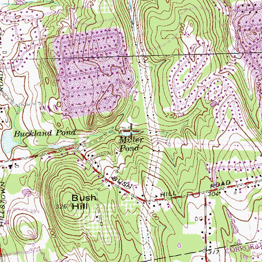 Topographic Map of Miller Pond, CT
