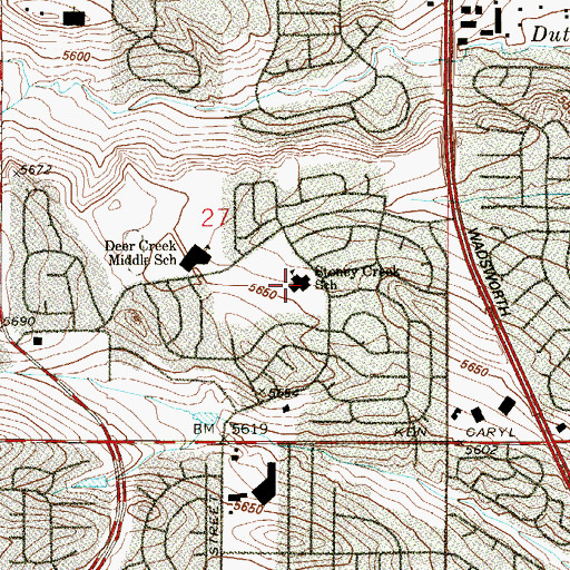 Topographic Map of Stony Creek Elementary School, CO