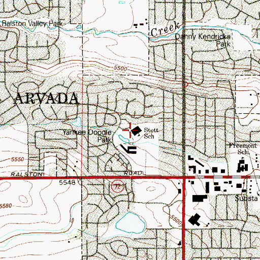 Topographic Map of Stott Elementary School, CO