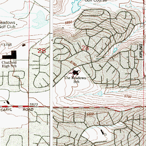 Topographic Map of Ute Meadows Elementary School, CO