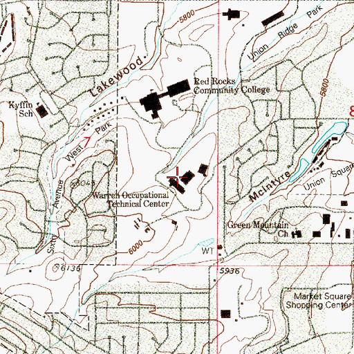 Topographic Map of Warren Occupational Technical Center, CO