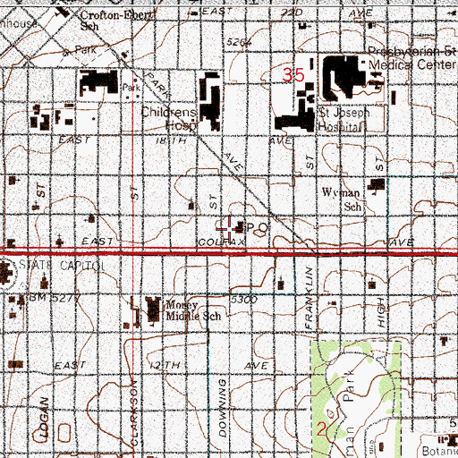 Topographic Map of Capitol Hill Post Office, CO