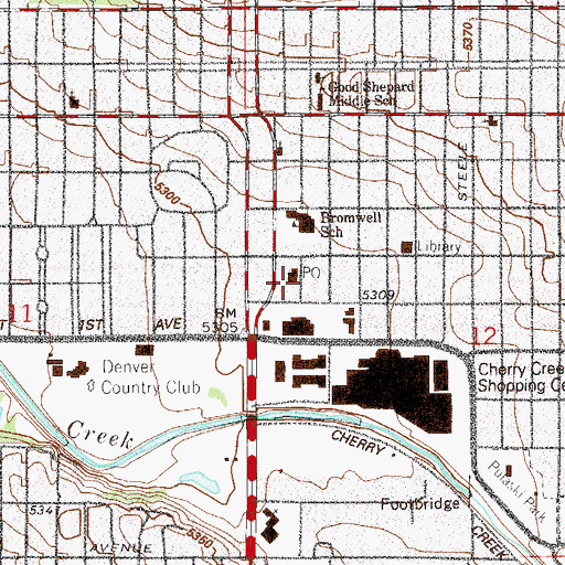 Topographic Map of Cherry Creek Post Office, CO