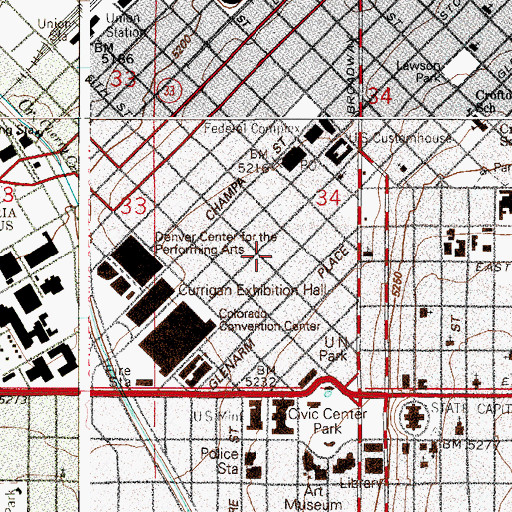 Topographic Map of Merchant Station Denver Post Office (historical), CO