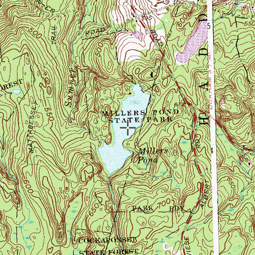 Topographic Map of Millers Pond, CT